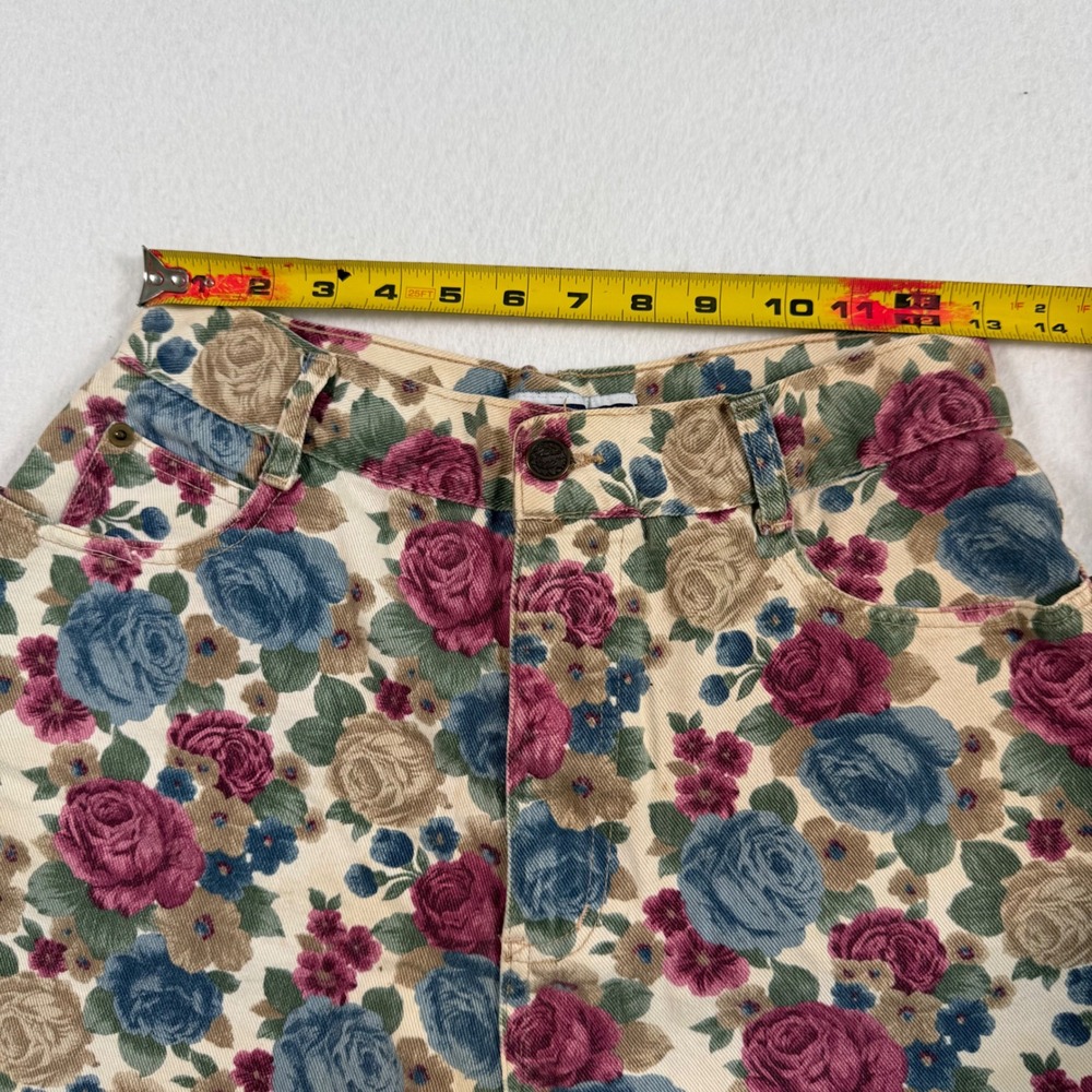 Nuovo County Seat Vintage Floral High Waisted Denim Shorts 90s Rose Print 11/12 - Picture 7 of 9